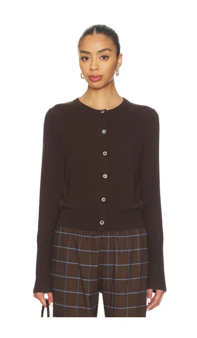La Ligne Solid Lean Lines Cardigan In Brown