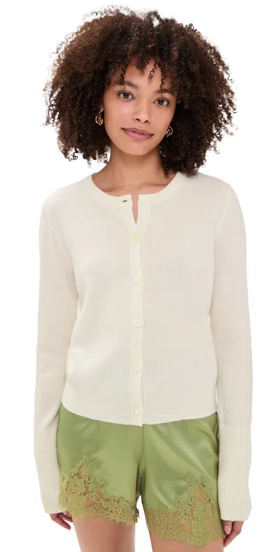 La Ligne Solid Lean Lines Cardigan Cream In White