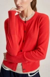 La Ligne Solid Lean Lines Cardigan In Red
