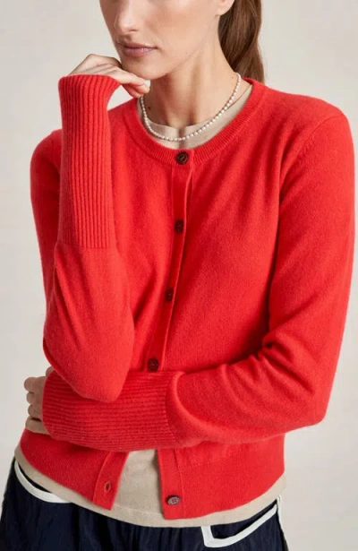 La Ligne Solid Lean Lines Cardigan In Red
