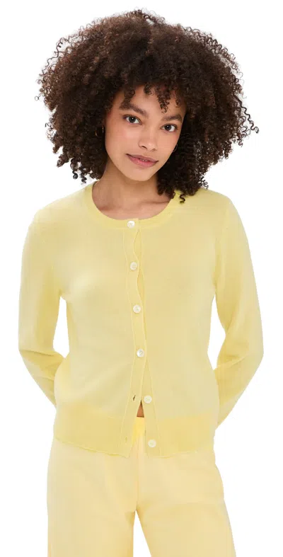 La Ligne Solid Lean Lines Cashmere Cardigan Butter In Yellow