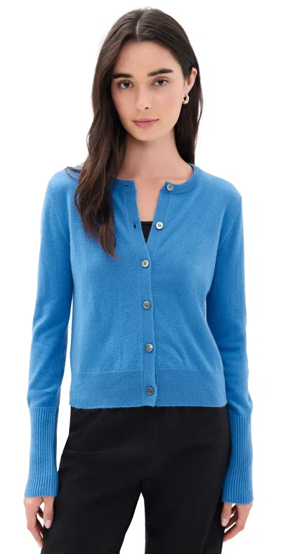 La Ligne Solid Lean Lines Cashmere Cardigan Cerulean In Blue