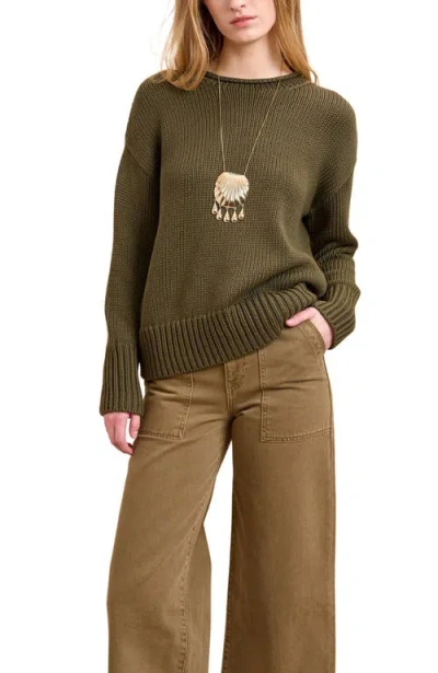 La Ligne Solid Marina Sweater In Green