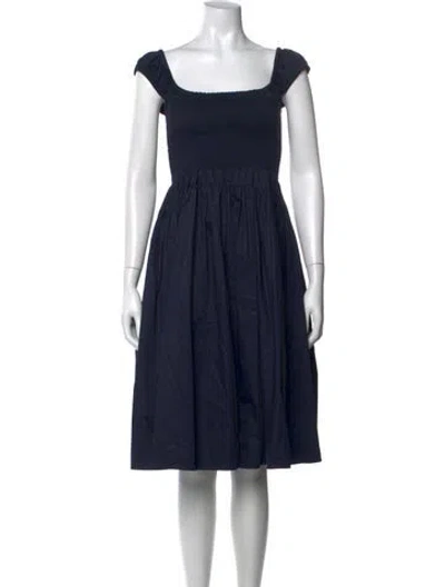 Pre-owned La Ligne Square Neckline Knee-length Dress In Blue