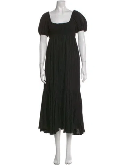 Pre-owned La Ligne Square Neckline Long Dress In Black