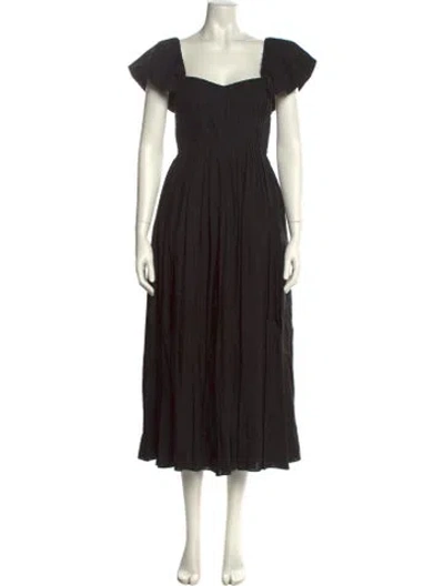 Pre-owned La Ligne Square Neckline Long Dress In Black
