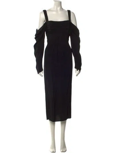 Pre-owned La Ligne Square Neckline Long Dress In Black
