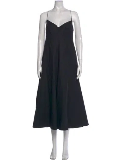 Pre-owned La Ligne Square Neckline Long Dress In Black