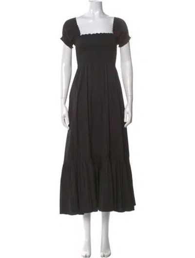 Pre-owned La Ligne Square Neckline Long Dress In Black