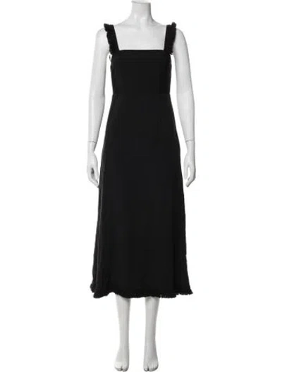 Pre-owned La Ligne Square Neckline Long Dress In Black
