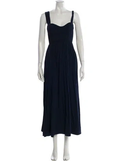 Pre-owned La Ligne Square Neckline Long Dress In Blue