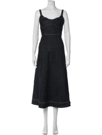 Pre-owned La Ligne Square Neckline Long Dress In Blue