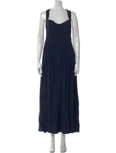 Pre-owned La Ligne Square Neckline Long Dress In Blue