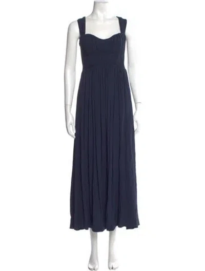 Pre-owned La Ligne Square Neckline Long Dress In Blue