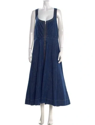 Pre-owned La Ligne Square Neckline Long Dress In Blue