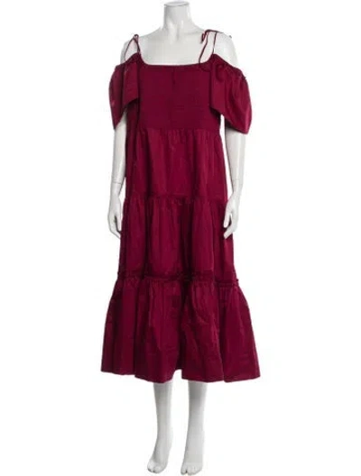 Pre-owned La Ligne Square Neckline Long Dress In Burgundy