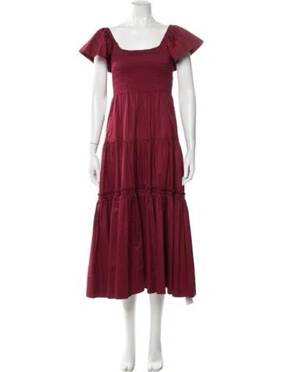 Pre-owned La Ligne Square Neckline Long Dress In Burgundy