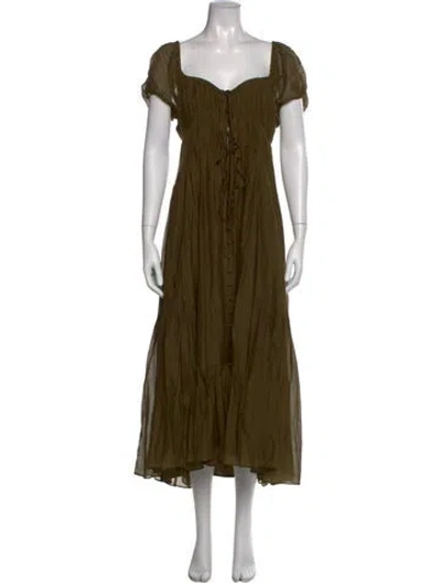 Pre-owned La Ligne Square Neckline Long Dress In Green