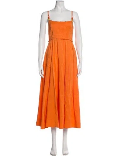 Pre-owned La Ligne Square Neckline Long Dress In Orange