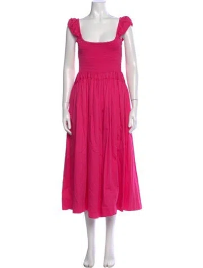 Pre-owned La Ligne Square Neckline Long Dress In Pink