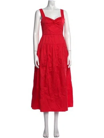 Pre-owned La Ligne Square Neckline Long Dress In Red