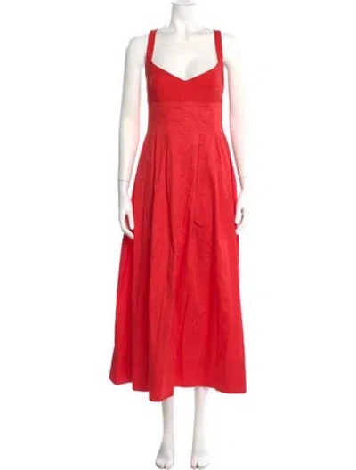 Pre-owned La Ligne Square Neckline Long Dress In Red