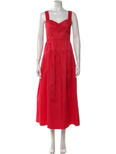 Pre-owned La Ligne Square Neckline Long Dress In Red