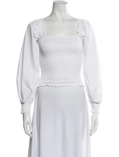 Pre-owned La Ligne Square Neckline Long Sleeve Top In White