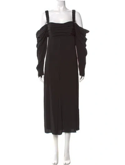 Pre-owned La Ligne Square Neckline Midi Length Dress In Black