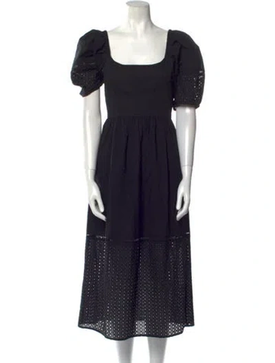 Pre-owned La Ligne Square Neckline Midi Length Dress In Black