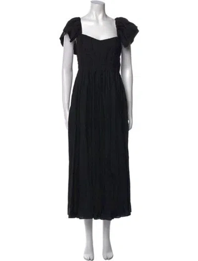 Pre-owned La Ligne Square Neckline Midi Length Dress In Black