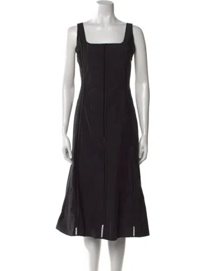 Pre-owned La Ligne Square Neckline Midi Length Dress In Black
