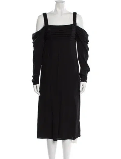 Pre-owned La Ligne Square Neckline Midi Length Dress In Black