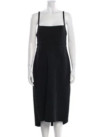 Pre-owned La Ligne Square Neckline Midi Length Dress In Black