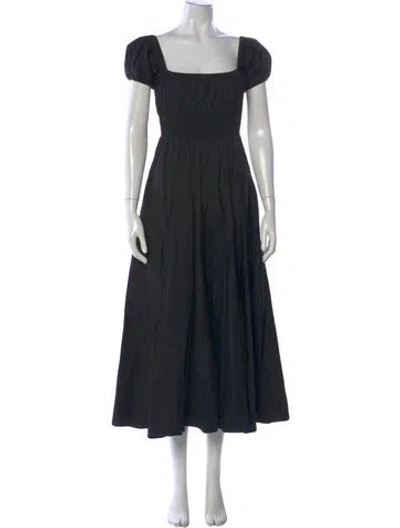 Pre-owned La Ligne Square Neckline Midi Length Dress In Black