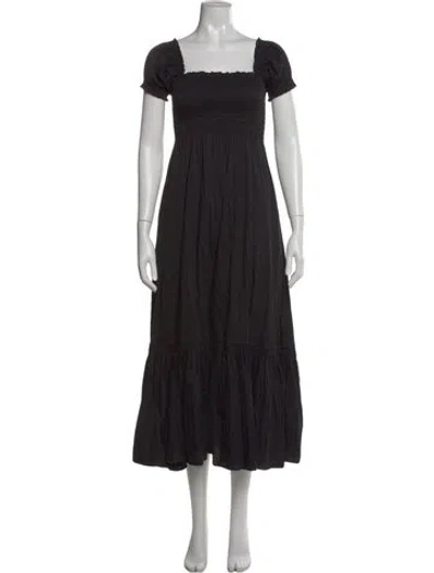 Pre-owned La Ligne Square Neckline Midi Length Dress In Black