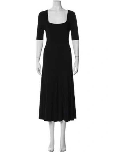 Pre-owned La Ligne Square Neckline Midi Length Dress In Black