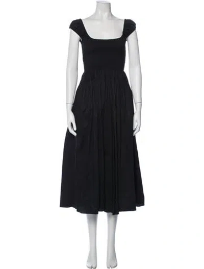 Pre-owned La Ligne Square Neckline Midi Length Dress In Black