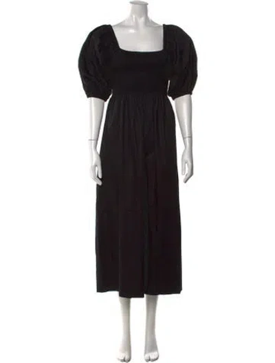 Pre-owned La Ligne Square Neckline Midi Length Dress In Black