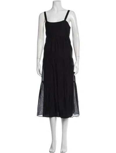 Pre-owned La Ligne Square Neckline Midi Length Dress In Black