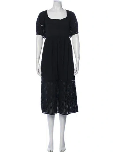 Pre-owned La Ligne Square Neckline Midi Length Dress In Blue