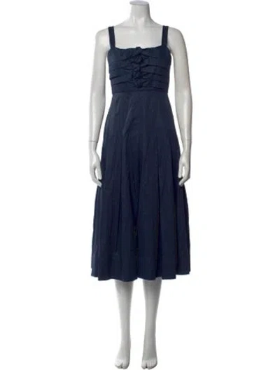 Pre-owned La Ligne Square Neckline Midi Length Dress In Blue
