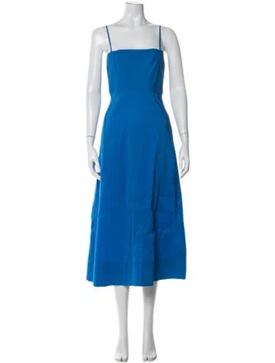 Pre-owned La Ligne Square Neckline Midi Length Dress In Blue