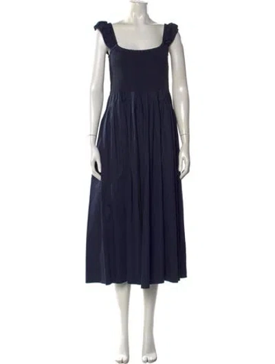Pre-owned La Ligne Square Neckline Midi Length Dress In Blue