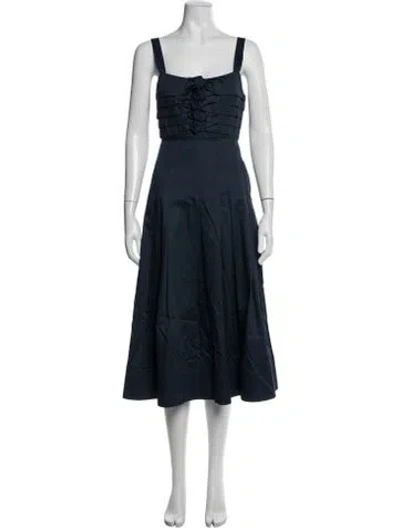 Pre-owned La Ligne Square Neckline Midi Length Dress In Blue
