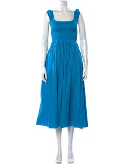 Pre-owned La Ligne Square Neckline Midi Length Dress In Blue
