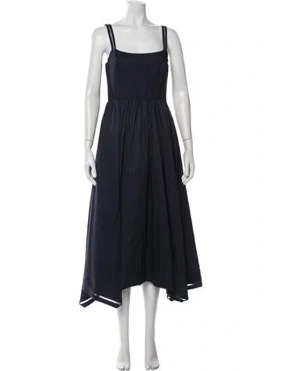 Pre-owned La Ligne Square Neckline Midi Length Dress In Blue