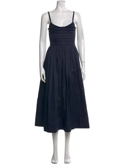 Pre-owned La Ligne Square Neckline Midi Length Dress In Blue