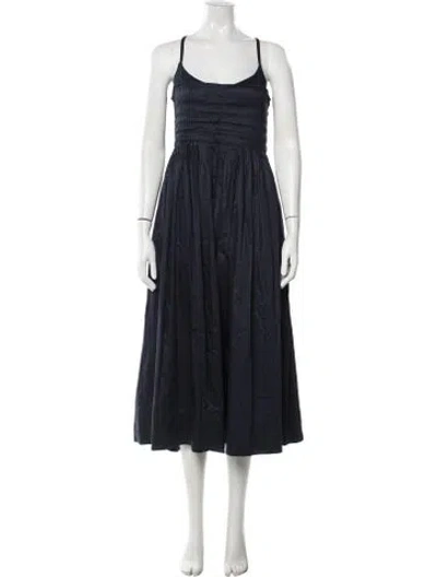 Pre-owned La Ligne Square Neckline Midi Length Dress In Blue