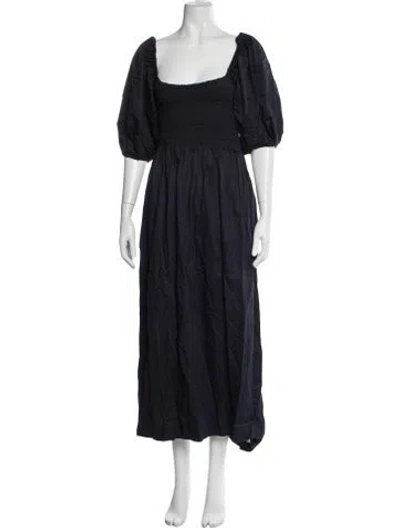 Pre-owned La Ligne Square Neckline Midi Length Dress In Blue
